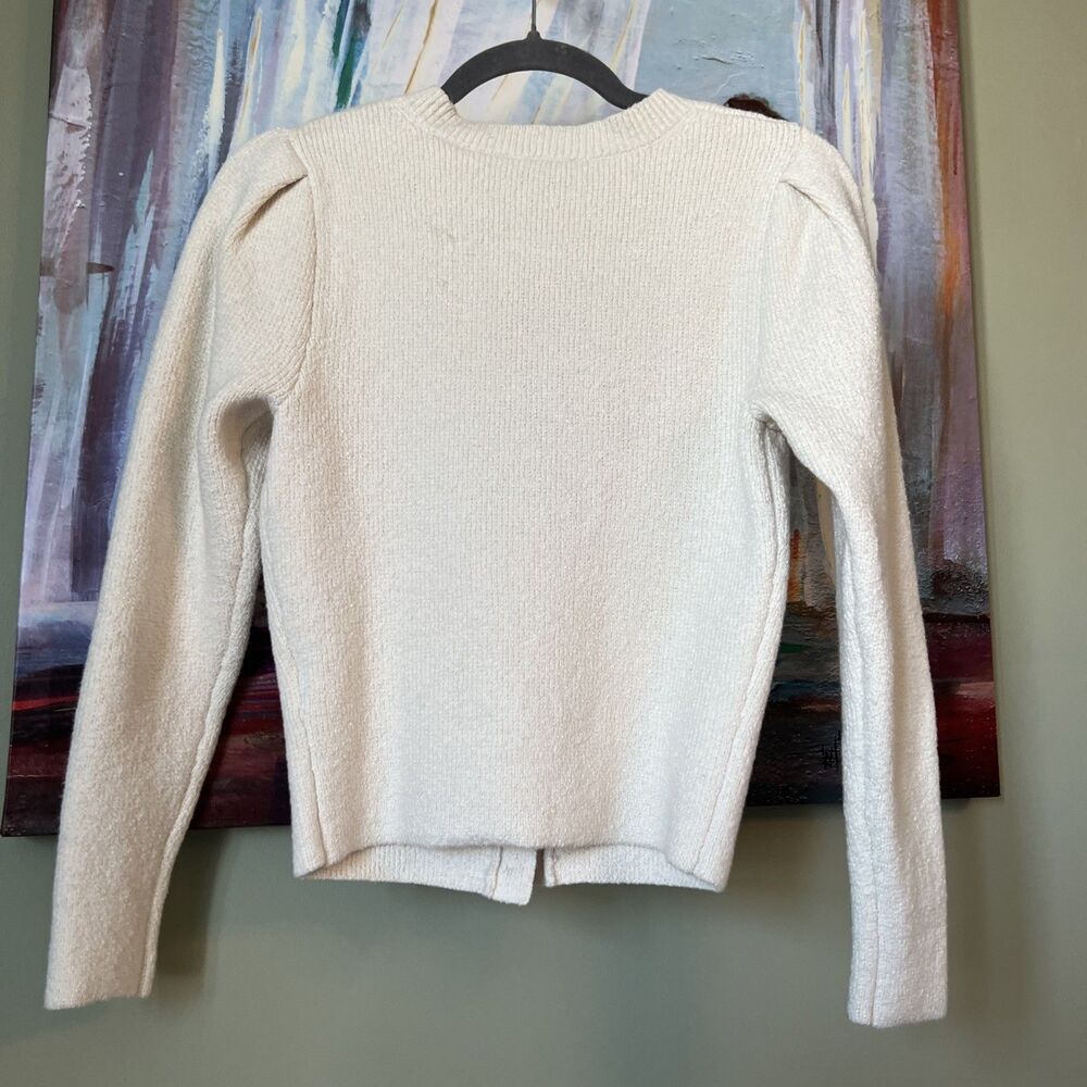 AYR The Uptown Girl Ivory Organic Cotton Cardigan Gold Buttons Women's S EUC - Picture 2 of 7